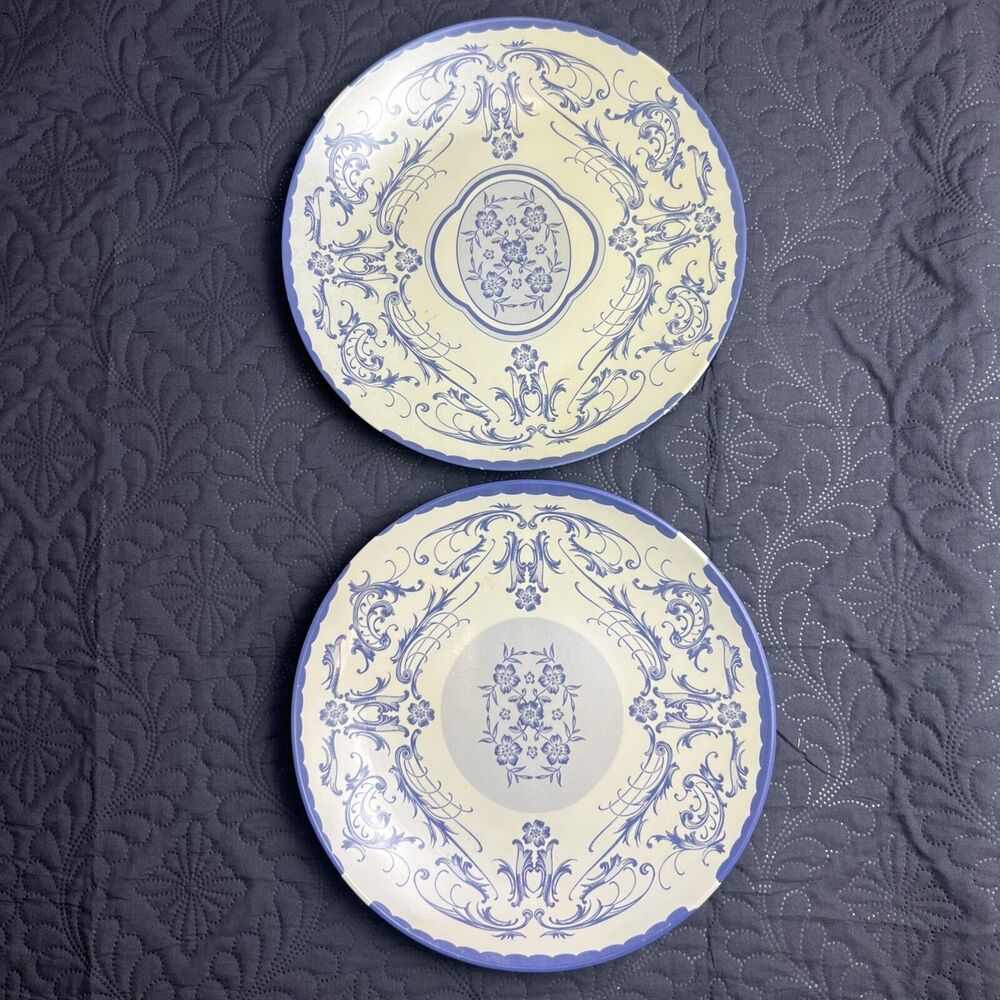 Unique 2pc Brother Sister Design Studio 10” Blue Cobalt Design Plate 2006 USED